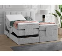 Vente-unique-Set completo boxspring testata+Rete relax elettrica+Mater.+Topper 2x90x200 cm Tessuto Grigio KALASI di PALACIO