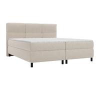 Vente-unique-Set completo boxspring testata trapuntata + reti + materasso + topper 2 x 80 x 200 cm Tessuto Beige - LODI di PALACIO