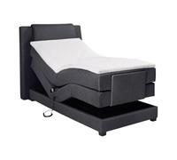 Vente-unique Set completo letto a molle con testiera + rete relax elettrica + materasso + materasso 100 x 200 cm - Tessuto - Antracite - CASTEL II di PALACIO