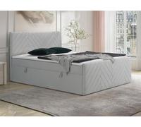 Vente-unique-Set completo letto deco testata+rete a doghe vano+Materasso+topper 180x200cm Velluto Grigio - MAKANA