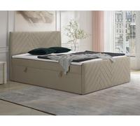 Vente-unique-Set completo letto deco testata+rete vano+Materasso+topper 180x200cm Velluto Tortora - MAKANA