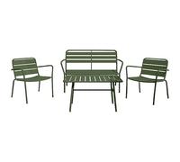 Vente-unique-Set da giardino in metallo: una panchina, 2 poltrone basse e un tavolino - Cachi - MIRMANDE di MYLIA