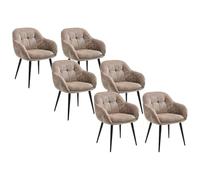 Vente-unique - Set di 6 sedie con braccioli in tessuto strutturato e metallo nero - Tortora - Lassandra di Pascal Morabito - Sala da pranzo