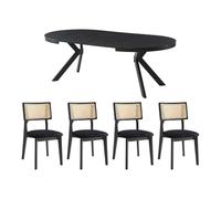 Vente-unique - Set di tavoli e sedie 4 posti, 6 posti, 8 posti Komoni - mdf - nero