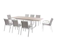 Vente-unique - Set di tavolo e sedie da giardino 8 posti Seruno - alluminio - le chiaro