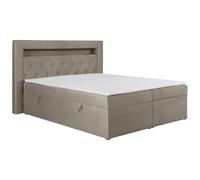 Vente-unique-Set letto deco testata LED + rete vano + Materasso + topper 180 x 200 cm Velluto Tortora - ORANA