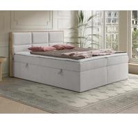 Vente-unique-Set letto testata struttura Legno + rete vano + Mater. + topper 180 x 200 cm Tessuto Grigio - SIAKI