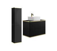 Vente-unique - Set mobili da bagno Keliza - L 80cm x P 47cm x H 54cm - mdf - nero