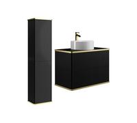 Vente-unique - Set mobili da bagno Keliza - L 80cm x P 47cm x H 54cm - mdf - nero