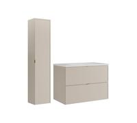 Vente-unique - Set mobili da bagno Ondil - L 80cm x P 45cm x H 60cm - mdf - beige