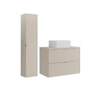 Vente-unique - Set mobili da bagno Ondil - L 80cm x P 45cm x H 60cm - mdf - beige