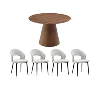 Vente-unique-Set tavolo ANTALIZA + 4 sedie NIYAMA le scuro e grigio