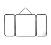 Vente-unique Specchio da barbiere vintage in metallo Cerrone - L. 60 x H. 112 cm - Grigio metallizzato