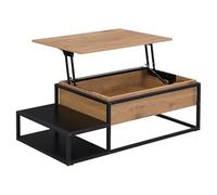 Vente-unique - Tavolino con ripiano sollevabile MDF e Metallo le e Nero - LUTESA