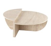 Vente-unique-Tavolino Effetto travertino Beige - Lotto di 2 - ALOEVA