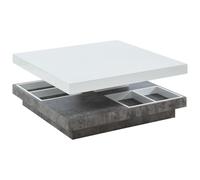 Vente-unique - Tavolino girevole in MDF laccato Bianco e cemento - FAUSTO II