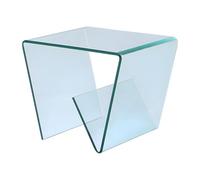 Vente-unique - Tavolino Laterale - L 55cm x P 45cm x H 45cm - Vetro temperato - Trasparente