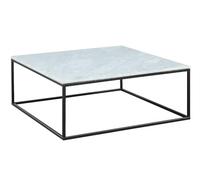 Vente-unique - Tavolino quadrato design in Marmo e Metallo Bianco e Nero - ARETHA