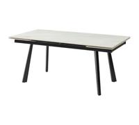 Vente-unique-Tavolo da pranzo allungabile da 6 a 10 coperti in Ceramica e Metallo Effetto marmo Bianco e Nero - MARVENA
