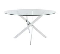 Vente-unique - Tavolo da pranzo tondo 6 coperti in Vetro temperato e Metallo cromato Trasparente - COSIMA