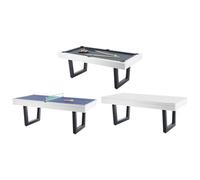 Vente-unique-Tavolo trasformabile Biliardo e Ping pong L213,4 x P111,8 x H78,5 cm Bianco e Nero - MELIAN