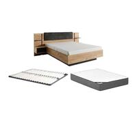 Vente-unique - Telaio letto 2 posti Elynia - truciolato - grigio antracite