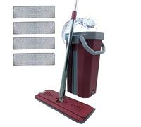 VENTEO Mocio extra large con testa girevole a 360°, secchio con doppia pulizia e centrifuga, 4 panni in microfibra lavabili, manico XL 130 cm con testa a sfera con clip