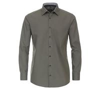 Venti Camicia business tinta unita Modern Fit, Oliva, 44