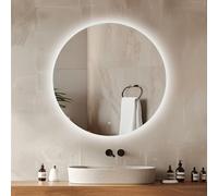Venti Specchio Bagno Rotondo 50cm con Luce LED, Specchio Bagno Retroilluminato, con Luce Bianca Naturale, con Interruttore Touch