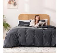 Ventidora Set copripiumino king size, 3 pezzi, 100% cotone biologico lavato con effetto lino, morbido e traspirante, con chiusura a cerniera (1 copripiumino + 2 federe)