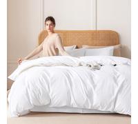 Ventidora Set copripiumino king size, 3 pezzi, 100% lino di cotone biologico lavato al tatto, lussuoso, morbido e traspirante, con chiusura a cerniera (1 copripiumino + 2 federe)