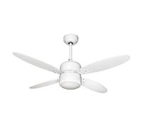 Zephir, Ventilatore da Soffitto, Ventilatore con Luce, Colore Bianco, 3 Velocità, 4 Pale in Legno, Diametro 107 cm, Funzione Reversibilità, Ventilatore Controllo con Telecomando