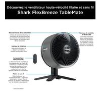 Shark FlexBreeze TableMate Ventilatore Senza Filo Interni ed Esterni, 24 ore di Autonomia, Raffreddamento Alta Velocità, Raggio 20 metri, Silenzioso, 5 Velocità, Telecomando, Nebbia Invernale FA150EU