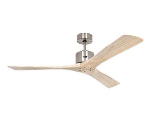Ventilatore 132 CM Cromo Spazzolato Pale Legno Natura Silenzioso con Telecomando [EEK: Non valutato]