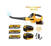 Ventilatore, 20V Electric Blower, Speed Adjustable Powerful 5000W Cordless Leaf Blower, Household Blowing Dust Blowing Snow Power Tools a bassa rumorosità(18V With 2 Battery)