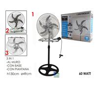 VENTILATORE 3 IN 1 CON 5 PALE DIAM. 49 3 VELOCITA' 60 WATT CORPO METALLICO [EEK: A++]