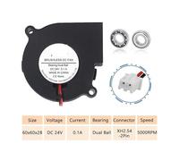 Ventilatore, 5 pezzi LOTTO 12V 2Pin 60mm 6cm 60x28mm 6028 Piccolo ventilatore centrifugo di raffreddamento con cuscinetto a sfere Turbo ventola di raffreddamento a bassa rumorosità(5Pcs-24V-Dual Ball)