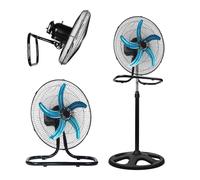 Ulan Ventilatore 3 in 1 con Montaggio a Piantana, da tavolo e terra o Parete in Acciaio con 3 Velocità Regolabili Oscillazione e Altezza Regolabile Pala 44 cm Griglia 50 cm Potenza 80W