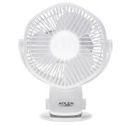 Adler AD 7335 Ventilatore 5" Clip Ricaricabile USB LED 3 Velocità Bianco