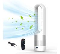 Ventilatore a colonna da 56 cm, ventilatore senza pale, silenzioso, torre da ufficio, cronometrio 8 ore, oscillante a 80 gradi, con telescopio, ventilatore a colonna per soggiorno e camera da letto