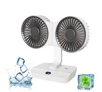 Ventilatore a doppia faccia, ventilatori digitali multifunzionali a doppia testa a 4 velocità Ventilatore da finestra con lampada notturna, ricarica USB, for camera da letto, ufficio, cucina, casa