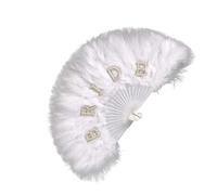 Ventilatore a mano bianco con in seta, elegante Handmade Wedding Accessory, 13 pollici Large Foldable Prop with Tassels, Ornate Paper Cooling Tool, Vintage Lace Style for Engagement, Bridal