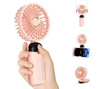 Ventilatore a Mano,Mini Ventilatore Portatile,4000mAh Ricaricabile,Piccolo Ventilatore Tascabile Con 6 Livelli di Velocità,Ventilatore USB Pieghevole a 90° per Casa,Ufficio,Scuola,Esterno,Rosa