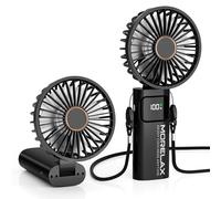 Ventilatore a Mano,Mini Ventilatore Portatile,5200mAh Ricaricabile,Piccolo Ventilatore Tascabile Con 6 Livelli di Velocità,Ventilatore USB Pieghevole a 180° per Casa,Ufficio,Scuola,Esterno,Nero