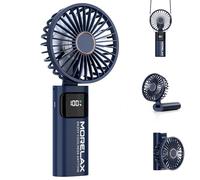 Ventilatore a Mano,Mini Ventilatore Portatile,5200mAh Ricaricabile,Piccolo Ventilatore Tascabile Con 6 Livelli di Velocità,Ventilatore USB Pieghevole a 180° per Casa,Ufficio,Scuola,Esterno, Blu