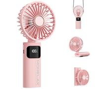 Ventilatore a Mano,Mini Ventilatore Portatile,5200mAh Ricaricabile,Piccolo Ventilatore Tascabile Con 6 Livelli di Velocità,Ventilatore USB Pieghevole a 180° per Casa,Ufficio,Scuola,Esterno,Rosa