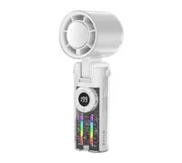 Ventilatore a mano ricaricabile, ricaricabile tramite USB, con luci, compatto, per il caldo, con cordino, per lavoro, , picnic, viaggi