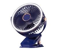Ventilatore a morsetto, piccoli ventilatori per camera da | compatto senza fili ricaricabile di tipo C con luce notturna per esterni, campeggio, scuola, bagno, palestra, giardino, dormitorio