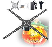 Ventilatore a ologramma 3D con video proiettore pubblicitario HD, supporto audio Bluetooth, luce notturna da tavolo e soffitto per negozi, bar e uso domestico