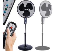 Ventilatore a Piantana Base Tonda con Telecomando 50W Nero 3 Velocità + Timer